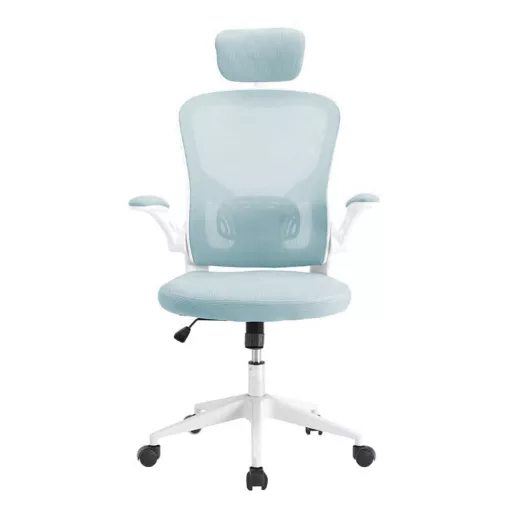 Sedia da ufficio ergonomica con supporto lombare e poggiatesta - Azzurro chiaro