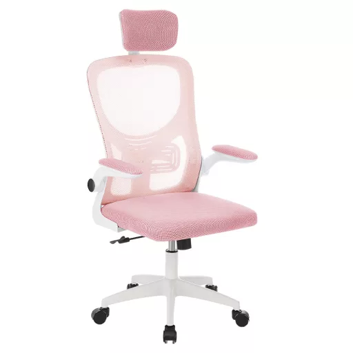 Sedia da ufficio ergonomica con supporto lombare e poggiatesta - Rosa