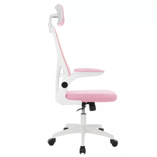 Sedia da ufficio ergonomica con supporto lombare e poggiatesta - Rosa