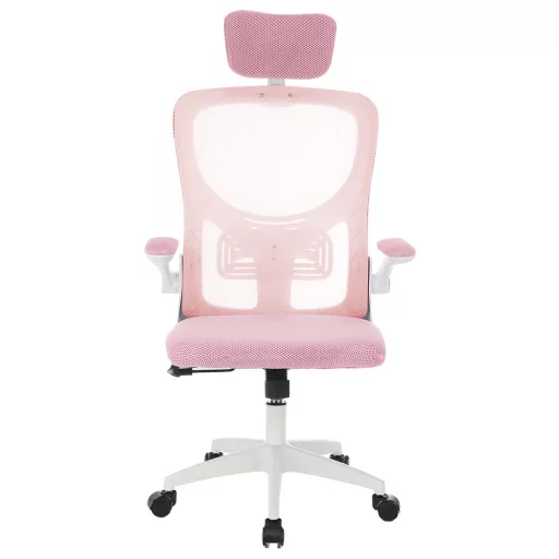 Sedia da ufficio ergonomica con supporto lombare e poggiatesta - Rosa