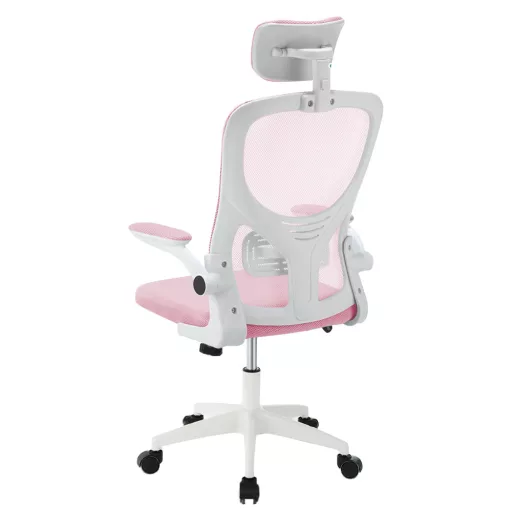 Sedia da ufficio ergonomica con supporto lombare e poggiatesta - Rosa