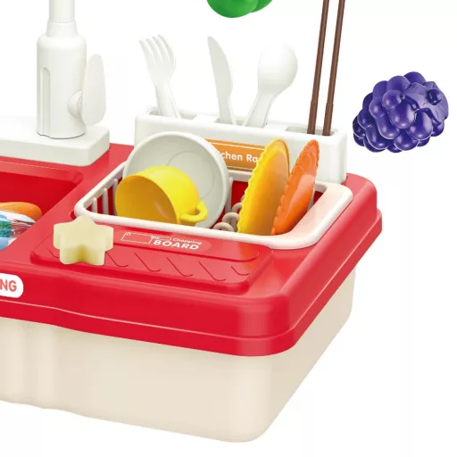 Set da gioco con lavello e acqua corrente da 23 pezzi e servizio da tè per bambini