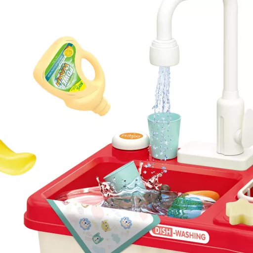 Set da gioco con lavello e acqua corrente da 23 pezzi e servizio da tè per bambini