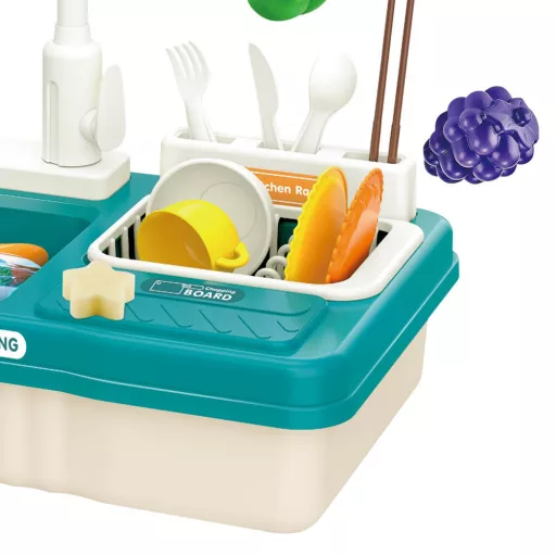 Set da gioco per bambini con lavello 23 pezzi con accessori realistici e frutta e verdura da tagliare