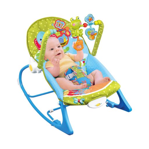 Sedia a dondolo musicale e vibrante per bambini con schienale regolabile e barra giochi - Fino a 18 kg