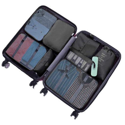 Set di organizer per bagagli neri da 8 pezzi per viaggi