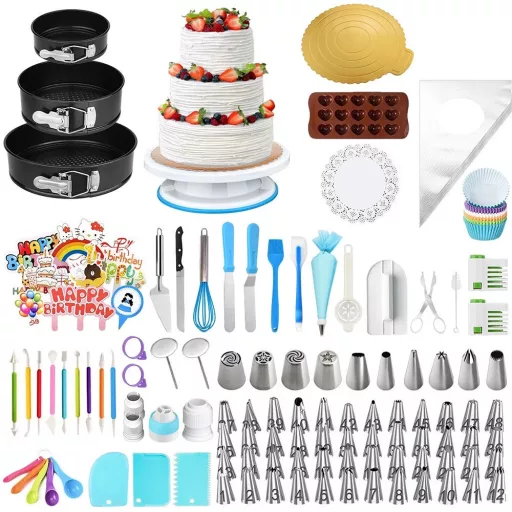 Set di utensili e stampi per la cottura e decorazione di torte da 379 pezzi