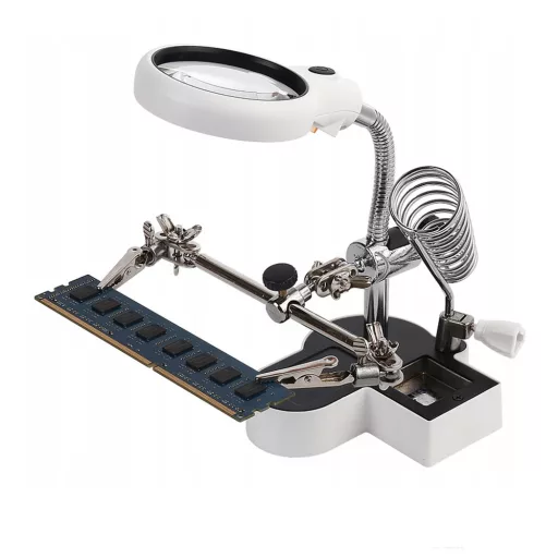 Strumento di saldatura con lente d'ingrandimento LED a terza mano con clip regolabili e luce USB