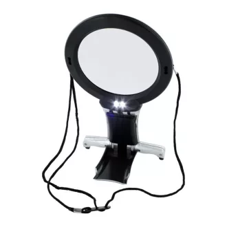   Ingranditore a mani libere con luce LED, lenti 2x/6x, cinghia da collo