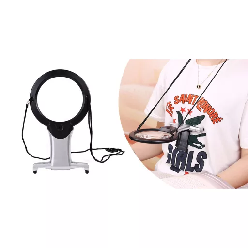 Ingranditore a mani libere con luce LED, lenti 2x/6x, cinghia da collo