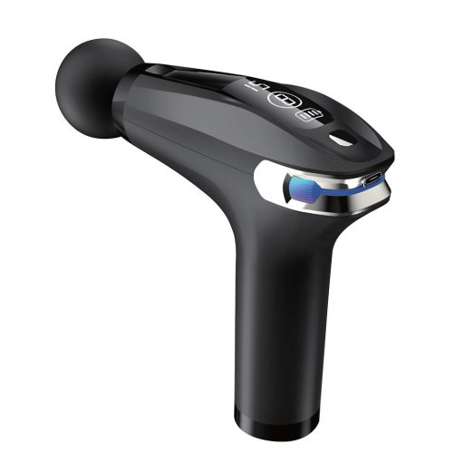 Pistola da massaggio con display LED e 4 teste intercambiabili, design ergonomico, ricarica USB-C