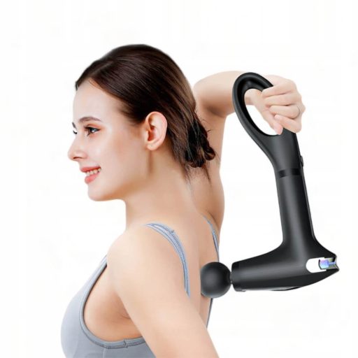 Pistola da massaggio con display LED e 4 teste intercambiabili, design ergonomico, ricarica USB-C