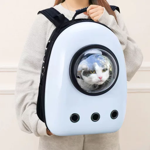 Zaino per animali alla moda con cupola trasparente e ventilazione per gatti e cani di piccola taglia