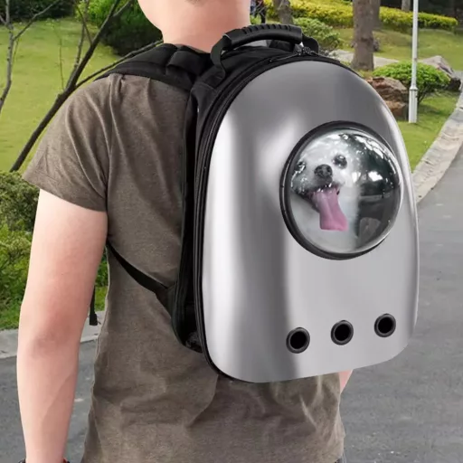 Zaino per animali domestici moderno con finestra a cupola trasparente e ventilazione per gatti e cani di piccola taglia