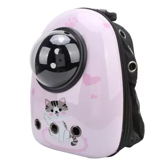   Zaino per animali domestici rosa con ventilazione e cupola trasparente