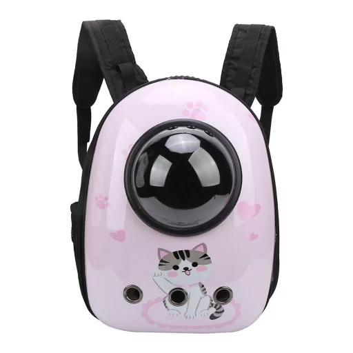 Zaino per animali domestici rosa con ventilazione e cupola trasparente