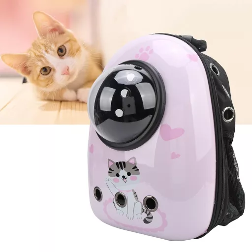 Zaino per animali domestici rosa con ventilazione e cupola trasparente