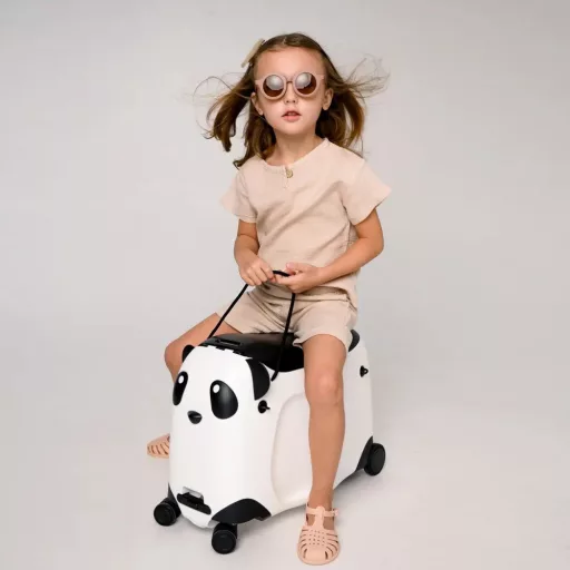 Valigia per bambini con motivo panda e funzione di seduta