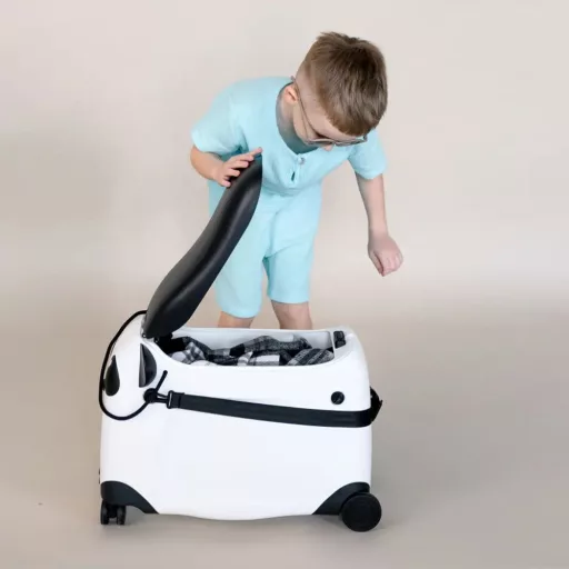 Valigia per bambini con motivo panda e funzione di seduta