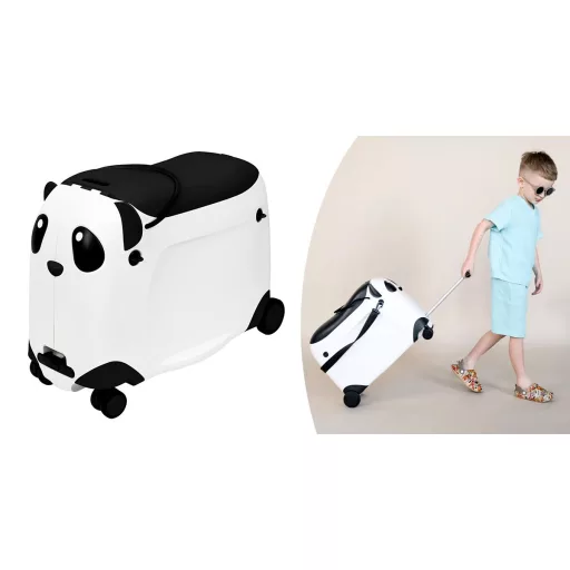 Valigia per bambini con motivo panda e funzione di seduta