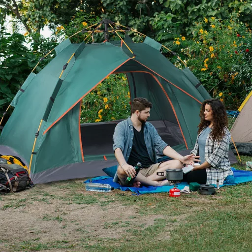 Tenda da campeggio automatica per 3 persone, impermeabile in poliestere 190T, montaggio rapido, 2x2m