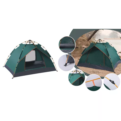 Tenda da campeggio automatica per 3 persone, impermeabile in poliestere 190T, montaggio rapido, 2x2m