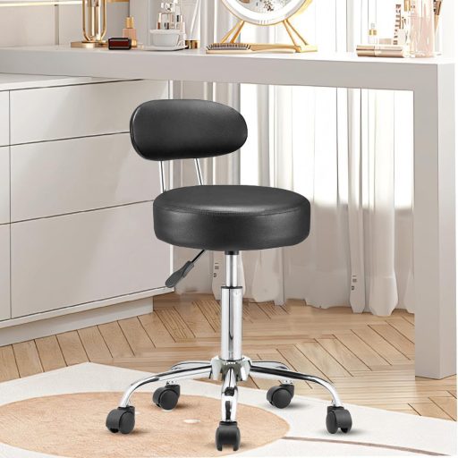 Sedia cosmetica ergonomica nera con altezza e schienale regolabili