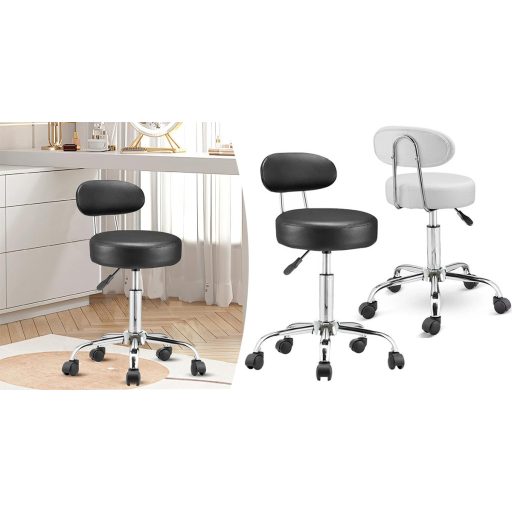 Sedia cosmetica ergonomica nera con altezza e schienale regolabili