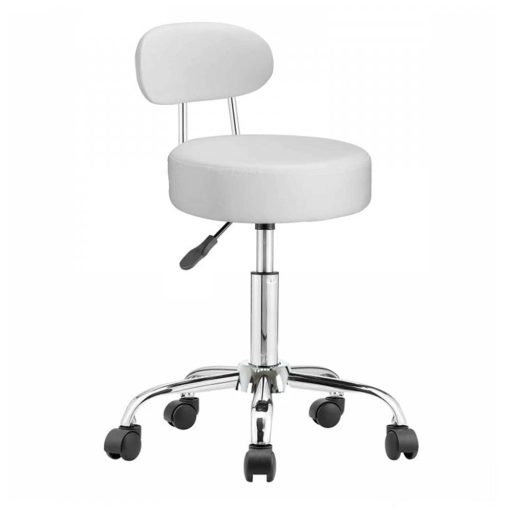 Sedia cosmetica ergonomica bianca con altezza e schienale regolabili