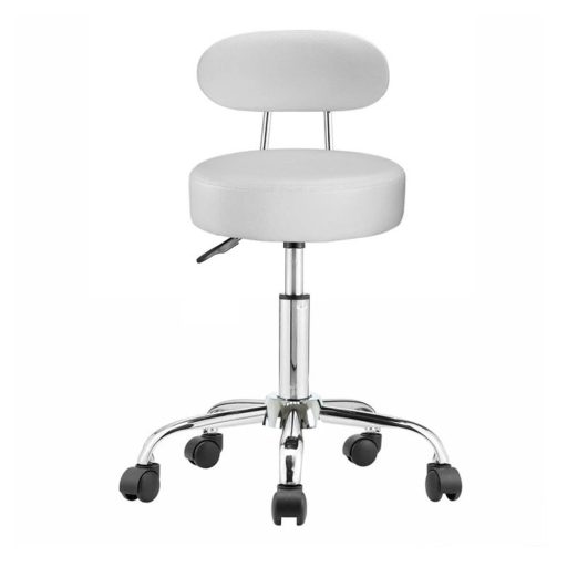 Sedia cosmetica ergonomica bianca con altezza e schienale regolabili