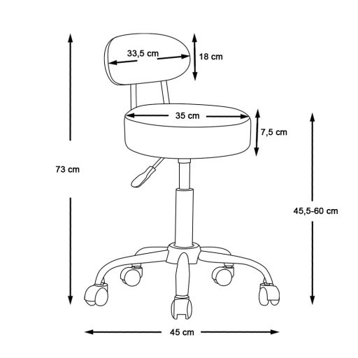 Sedia cosmetica ergonomica bianca con altezza e schienale regolabili