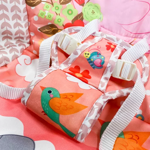 Sedia dondolo musicale vibrante per bambini con schienale regolabile e barra giochi - Fino a 18 kg, Rosa