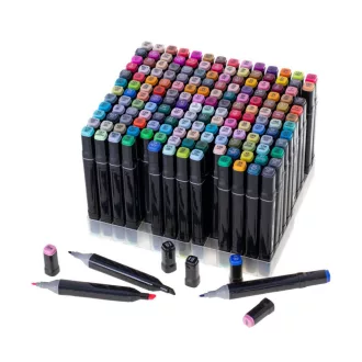   Set di pennarelli a doppia punta con custodia - 168 colori vivaci, larghezze della punta 1-5 mm