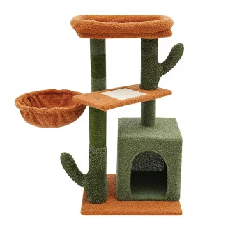   Arrampicatore per gatti a forma di cactus con pali per graffiare e aree di relax