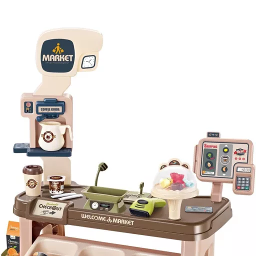 Set da gioco supermercato per bambini da 64 pezzi con accessori realistici