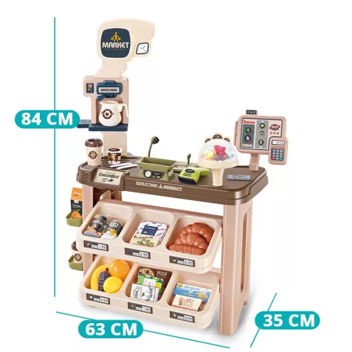 Set da gioco supermercato per bambini da 64 pezzi con accessori realistici