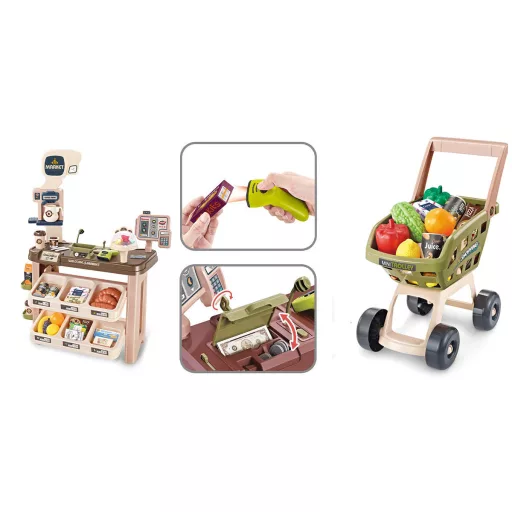Set da gioco supermercato per bambini da 64 pezzi con accessori realistici