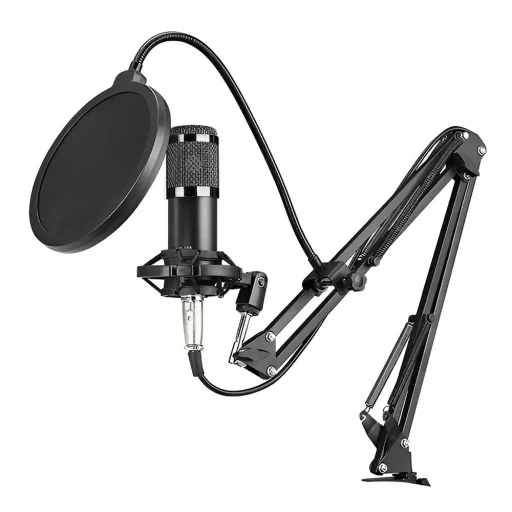 Microfono a Condensatore USB con Filtro Anti-Pop e Braccio Regolabile per Podcasting e Streaming