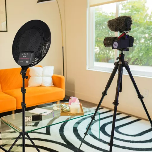 Anello di luce LED da 45 cm con luminosità e temperatura di colore regolabili per fotografia e video