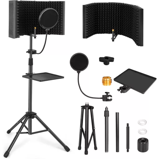 Supporto per microfono professionale con filtro acustico e pop-filter, altezza regolabile fino a 180 cm