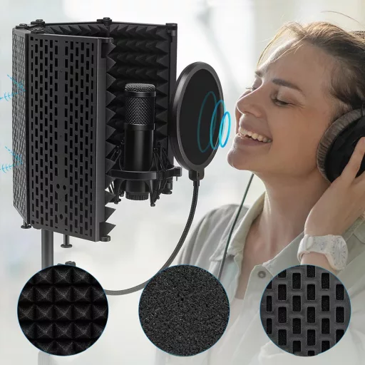 Supporto per microfono professionale con filtro acustico e pop-filter, altezza regolabile fino a 180 cm