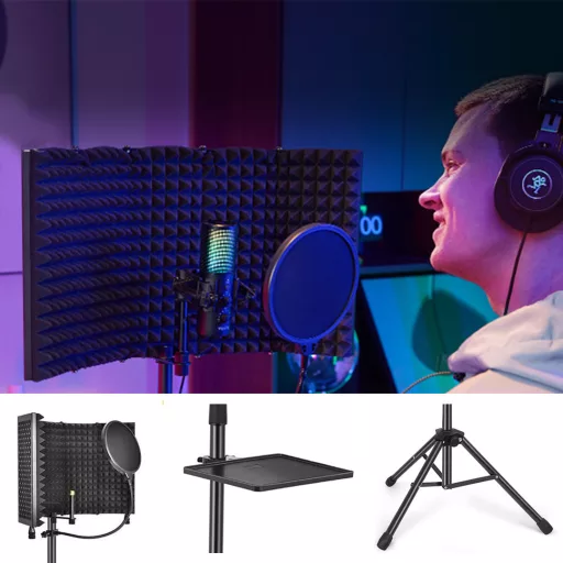Supporto per microfono professionale con filtro acustico e pop-filter, altezza regolabile fino a 180 cm