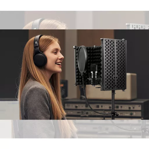 Supporto per microfono professionale con filtro acustico e pop-filter, altezza regolabile fino a 180 cm