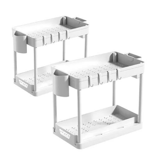 Set di 2 supporti per cucina bianchi - design a due livelli salvaspazio