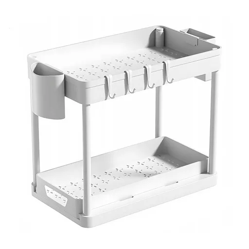 Set di 2 supporti per cucina bianchi - design a due livelli salvaspazio