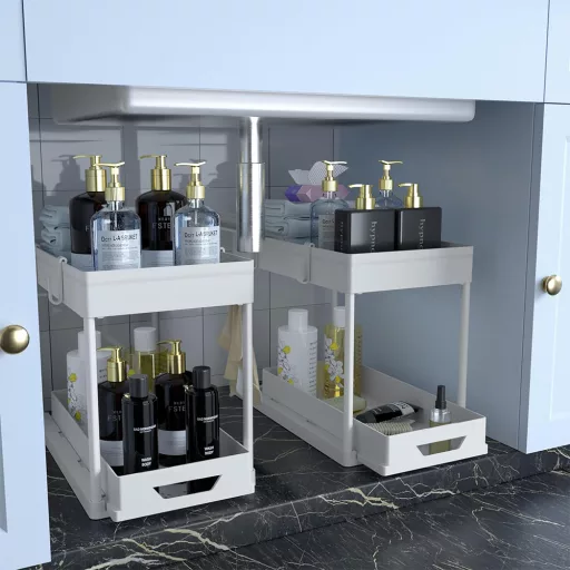 Set di 2 supporti per cucina bianchi - design a due livelli salvaspazio