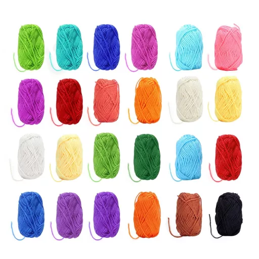 Set di filati acrilici per uncinetto ipoallergenici da 24 pezzi in vari colori