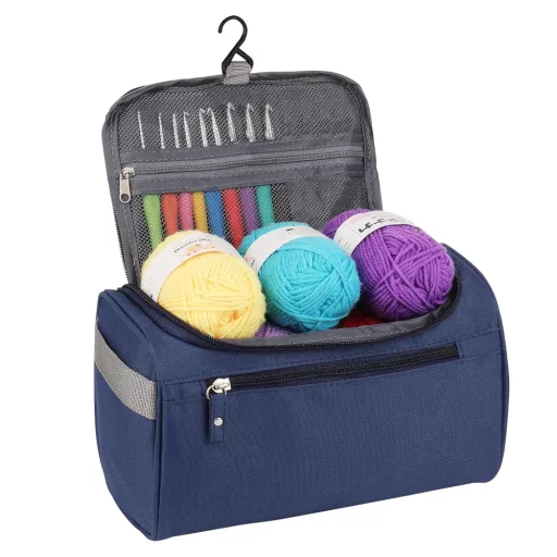 Kit di uncinetto con borsa appesa – Set completo fai-da-te con 12 uncinetti e accessori