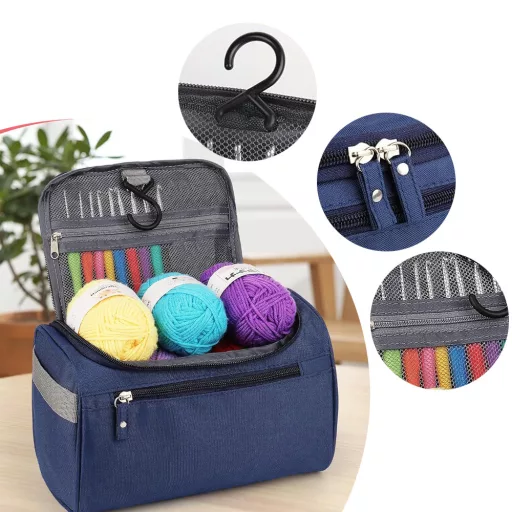 Kit di uncinetto con borsa appesa – Set completo fai-da-te con 12 uncinetti e accessori