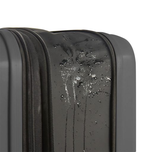 Valigia pieghevole grigia scura, capacità 36L, materiale PC+ABS, manico in alluminio, ruote da 5 cm